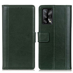 Leather Case Stands Flip Cover Holder N02P for Oppo A95 4G Green