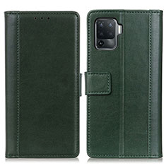 Leather Case Stands Flip Cover Holder N02P for Oppo F19 Pro Green