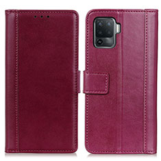 Leather Case Stands Flip Cover Holder N02P for Oppo F19 Pro Red