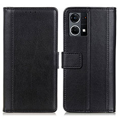Leather Case Stands Flip Cover Holder N02P for Oppo F21s Pro 4G Black