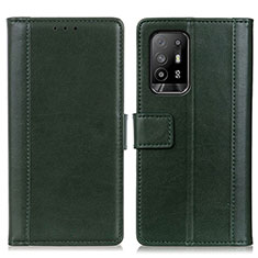 Leather Case Stands Flip Cover Holder N02P for Oppo Reno5 Z 5G Green