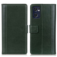Leather Case Stands Flip Cover Holder N02P for Oppo Reno7 5G Green