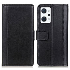 Leather Case Stands Flip Cover Holder N02P for Oppo Reno7 A Black