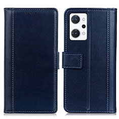 Leather Case Stands Flip Cover Holder N02P for Oppo Reno7 A Blue