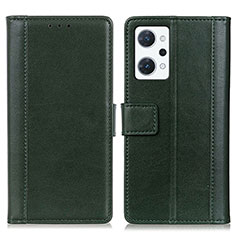 Leather Case Stands Flip Cover Holder N02P for Oppo Reno7 A Green