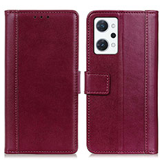 Leather Case Stands Flip Cover Holder N02P for Oppo Reno7 A Red