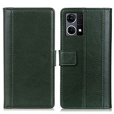 Leather Case Stands Flip Cover Holder N02P for Oppo Reno8 4G Green