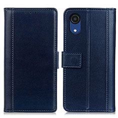 Leather Case Stands Flip Cover Holder N02P for Samsung Galaxy A03 Core Blue