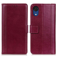 Leather Case Stands Flip Cover Holder N02P for Samsung Galaxy A03 Core Red