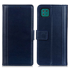 Leather Case Stands Flip Cover Holder N02P for Samsung Galaxy F42 5G Blue