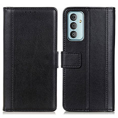 Leather Case Stands Flip Cover Holder N02P for Samsung Galaxy M13 4G Black