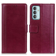 Leather Case Stands Flip Cover Holder N02P for Samsung Galaxy M13 4G Red