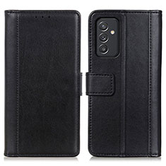 Leather Case Stands Flip Cover Holder N02P for Samsung Galaxy M14 5G Black