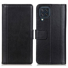 Leather Case Stands Flip Cover Holder N02P for Samsung Galaxy M32 4G Black