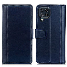 Leather Case Stands Flip Cover Holder N02P for Samsung Galaxy M32 4G Blue