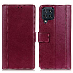 Leather Case Stands Flip Cover Holder N02P for Samsung Galaxy M32 4G Red