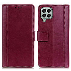 Leather Case Stands Flip Cover Holder N02P for Samsung Galaxy M33 5G Red