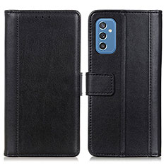 Leather Case Stands Flip Cover Holder N02P for Samsung Galaxy M52 5G Black