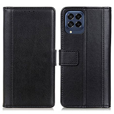 Leather Case Stands Flip Cover Holder N02P for Samsung Galaxy M53 5G Black