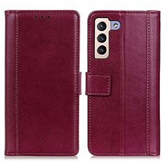 Leather Case Stands Flip Cover Holder N02P for Samsung Galaxy S21 5G Red