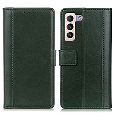 Leather Case Stands Flip Cover Holder N02P for Samsung Galaxy S21 FE 5G Green