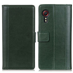 Leather Case Stands Flip Cover Holder N02P for Samsung Galaxy XCover 5 SM-G525F Green