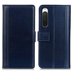 Leather Case Stands Flip Cover Holder N02P for Sony Xperia 10 IV Blue