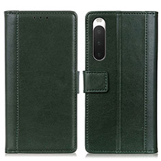 Leather Case Stands Flip Cover Holder N02P for Sony Xperia 10 IV Green
