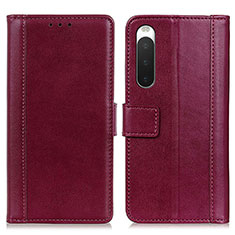 Leather Case Stands Flip Cover Holder N02P for Sony Xperia 10 IV Red
