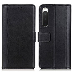 Leather Case Stands Flip Cover Holder N02P for Sony Xperia 10 V Black