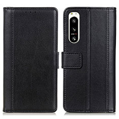 Leather Case Stands Flip Cover Holder N02P for Sony Xperia 5 IV Black