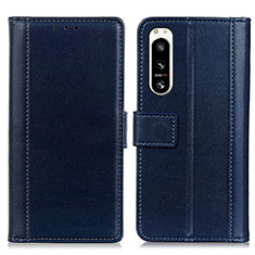 Leather Case Stands Flip Cover Holder N02P for Sony Xperia 5 IV Blue