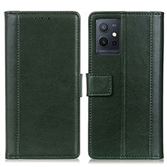 Leather Case Stands Flip Cover Holder N02P for Vivo iQOO Z6 5G Green