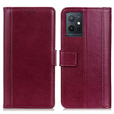 Leather Case Stands Flip Cover Holder N02P for Vivo iQOO Z6 5G Red