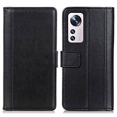 Leather Case Stands Flip Cover Holder N02P for Xiaomi Mi 12 5G Black