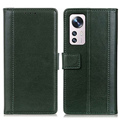 Leather Case Stands Flip Cover Holder N02P for Xiaomi Mi 12 Lite 5G Green