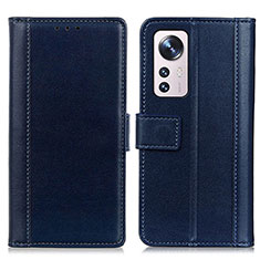 Leather Case Stands Flip Cover Holder N02P for Xiaomi Mi 12S 5G Blue
