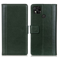 Leather Case Stands Flip Cover Holder N02P for Xiaomi Redmi 10A 4G Green