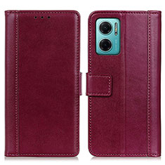Leather Case Stands Flip Cover Holder N02P for Xiaomi Redmi Note 11E 5G Red