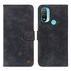 Leather Case Stands Flip Cover Holder N03P for Motorola Moto E30 Black