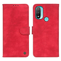 Leather Case Stands Flip Cover Holder N03P for Motorola Moto E30 Red