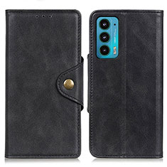 Leather Case Stands Flip Cover Holder N03P for Motorola Moto Edge 20 5G Black