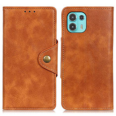 Leather Case Stands Flip Cover Holder N03P for Motorola Moto Edge 20 Lite 5G Brown