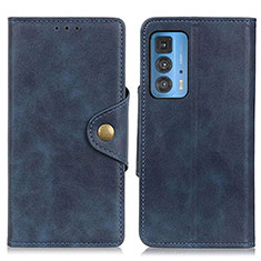 Leather Case Stands Flip Cover Holder N03P for Motorola Moto Edge 20 Pro 5G Blue