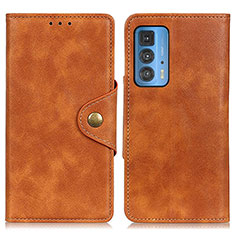 Leather Case Stands Flip Cover Holder N03P for Motorola Moto Edge 20 Pro 5G Brown