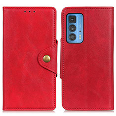 Leather Case Stands Flip Cover Holder N03P for Motorola Moto Edge 20 Pro 5G Red