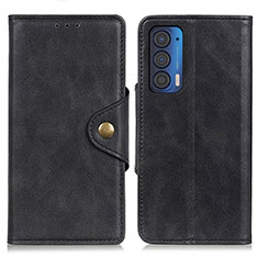 Leather Case Stands Flip Cover Holder N03P for Motorola Moto Edge (2021) 5G Black