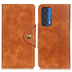 Leather Case Stands Flip Cover Holder N03P for Motorola Moto Edge (2021) 5G Brown