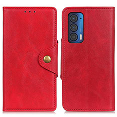 Leather Case Stands Flip Cover Holder N03P for Motorola Moto Edge (2021) 5G Red