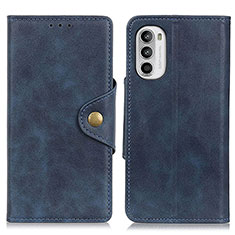 Leather Case Stands Flip Cover Holder N03P for Motorola Moto Edge (2022) 5G Blue
